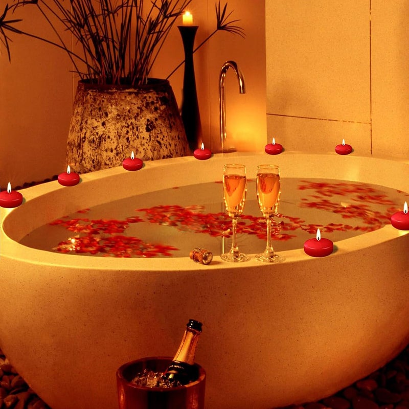 IQMLQV 20 Pieces White and Red Floating Candles,1.5 Hour Burning Small Floating Candles Centerpiece for Special Night, Pool,Party,Christmas,Wedding,Cylinder Vases - Image 4
